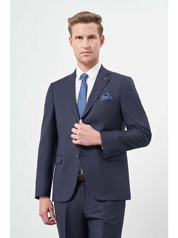 İMZA Lacivert Düz Mono Yaka 6 Drop Comfort Fit Classic Takım Elbise 1001245171