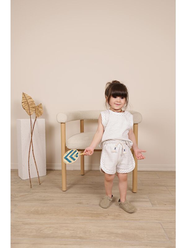 Oh La La Koala For Little Ones İndigo Çizgili Atlet Şort Takım