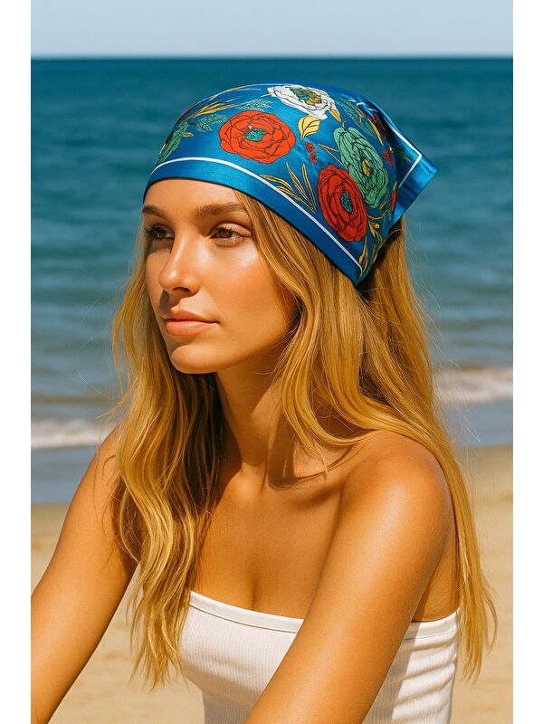 New Obsessions Etnik Desenli Saten Bandana Fular