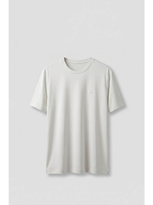 Abluka Online Erkek Slim Fit Bisiklet Yaka Basic T-Shirt Beyaz