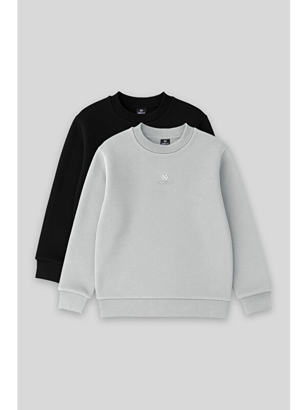 Tommylife Standart Fit 2li Paket Siyah-Taş Erkek Çocuk Sweatshirt - 11232