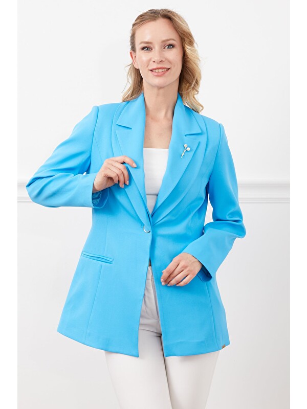 Fullamoda Broş Detaylı Çift Yakalı Blazer Ceket
