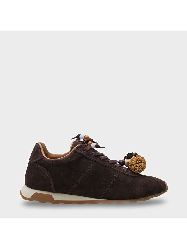 Capone Outfitters Doralyn Hakiki Deri Süet Ponponlu Kadın Sneaker Spor Ayakkabı