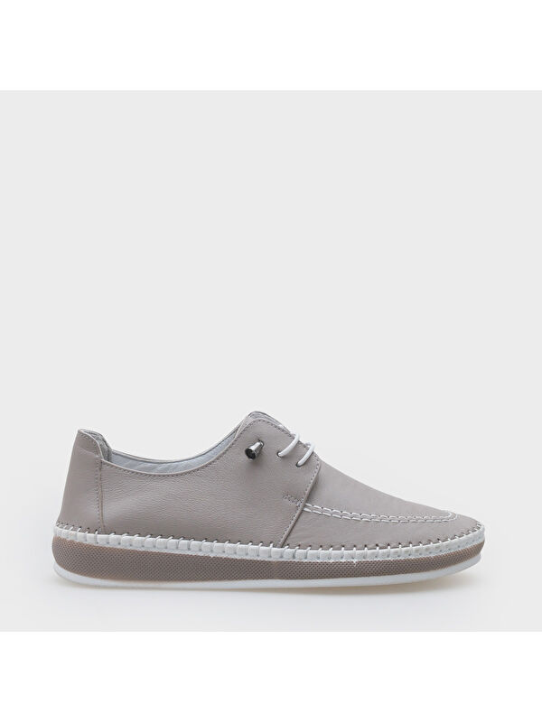 Capone Outfitters Michele Hakiki Deri Soft Konfor Tabanlı Kadın Sneaker