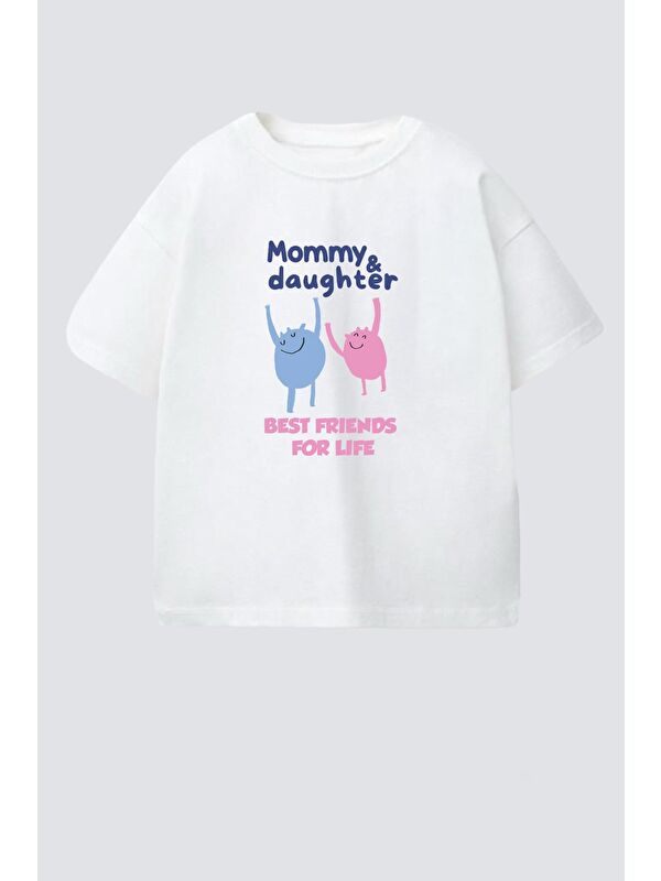 Monila Kız Çocuk Pamuklu Baskılı Anne Kız Yazılı T-Shirt