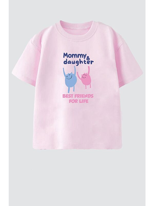 Monila Kız Çocuk Pamuklu Baskılı Anne Kız Yazılı T-Shirt