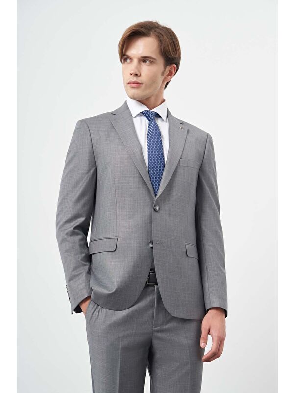 İMZA Koyu Füme Düz Mono Yaka 6 Drop Comfort Fit Classic Takım Elbise 1001245171