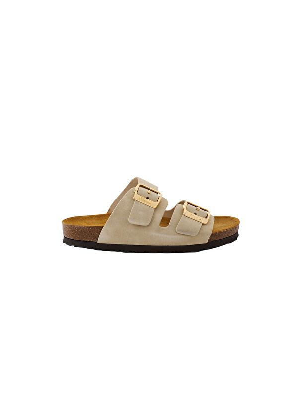 Frau Kadın Terlik 17D8 VELOUR-S Cappuccino (Taupe)