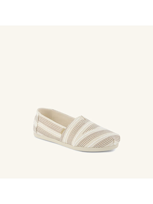 Toms Bej Toms Espadril Alpargata Kadın 10023037 CLASSIC Natural Metallic Stripe