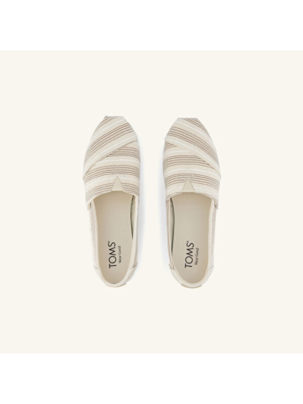 Toms Bej Toms Espadril Alpargata Kadın 10023037 CLASSIC Natural Metallic Stripe
