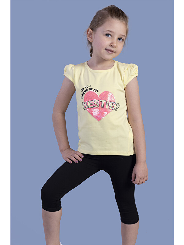 Toontoykids Kız Bestie Baskılı Pul İşlemeli Taytlı Takım