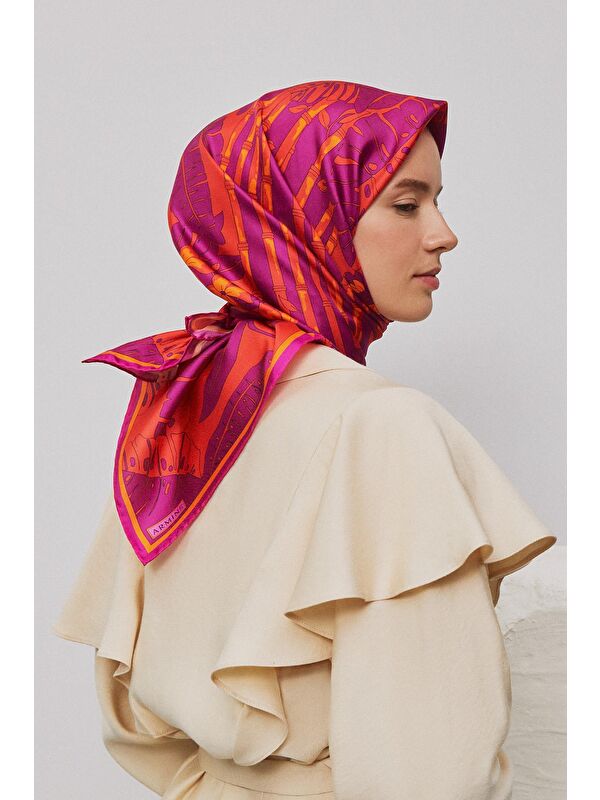 ARMİNE Çiçek Desenli Saf İpek Twill Eşarp 9353 07