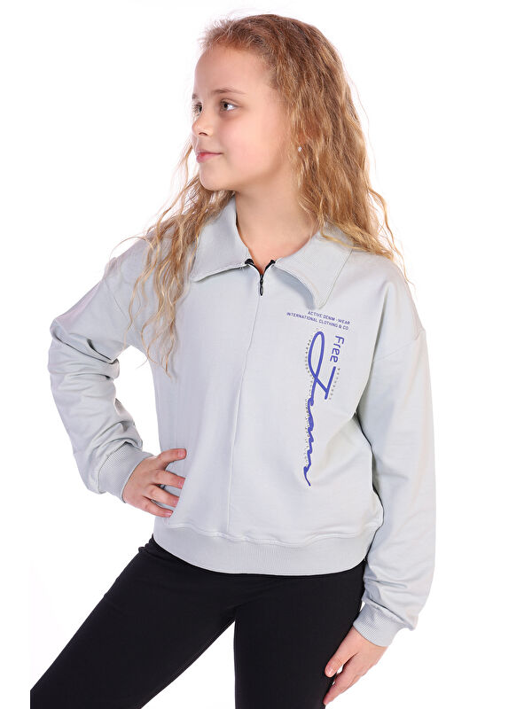Toontoykids Kız Çocuk Free Jeans Baskılı Sweatshirt