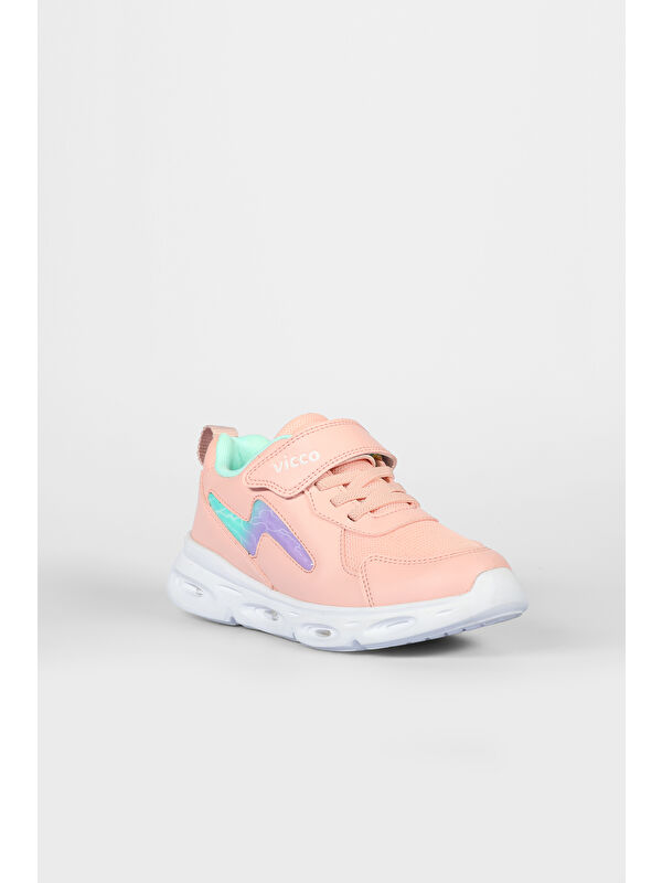 Fash Işıklı Kız Okul Öncesi Pudra Spor Ayakkabı - Görsel 4