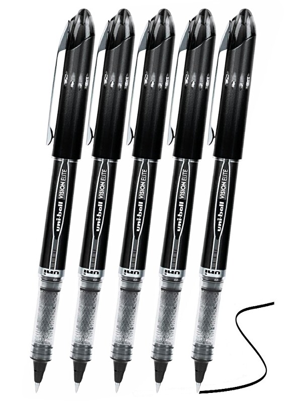 Artlantis Siyah Pilot Kalem UB-205 Vision Elite 0.5mm 5 Adet Uniball Pilot Kalem 0.5 mm Roller Uçlu Pilot Kale