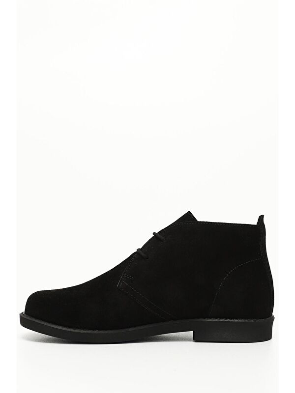 KOYU SİYAH Hakiki Deri Geniş Burun Lord Kalıp Kauçuk Taban Bağcıklı Kadın Bot 51423 - Görsel 5