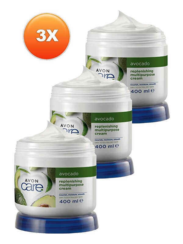 AVON Care Kuru Ciltler İçin Avokado Özlü Çok Amaçlı Krem 400 Ml. Üçlü Set