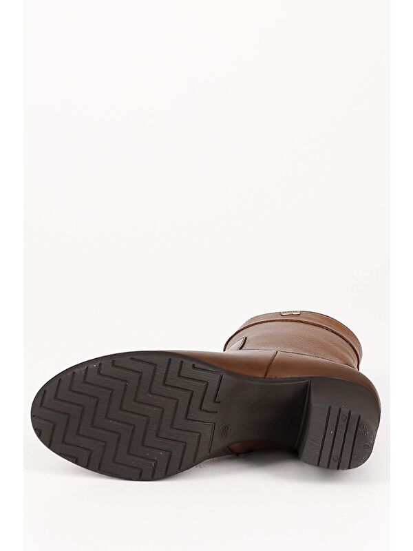 TABA Hakiki Deri Yuvarlak Burun Kauçuk Taban Topuklu Fermuarlı Kadın Günlük Bot 48457 - Görsel 8