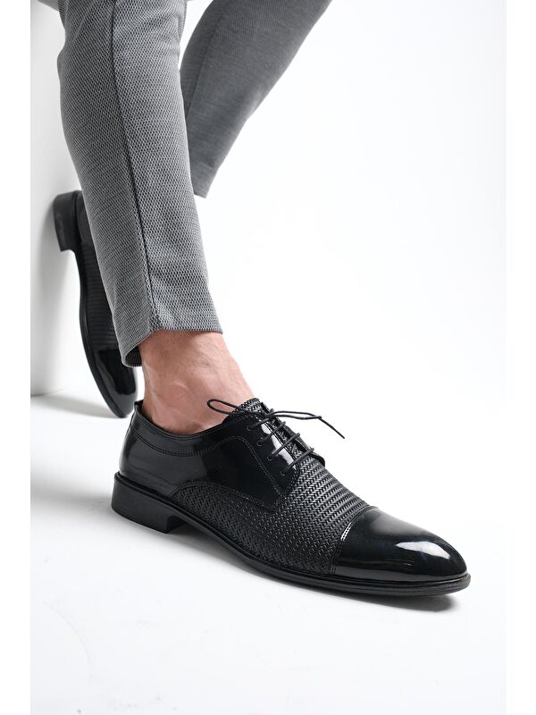 Hty 801 Hasır Detaylı Bağcıklı Erkek Klasik Ayakkabı - Görsel 3