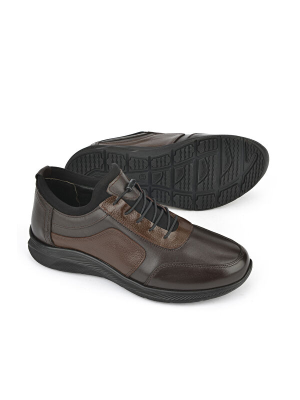 Erkek Hakiki Deri Sneaker 143423Z69 Kahve - Görsel 5
