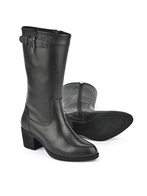 Kadın Hakiki Deri Çizme 14319Z88082 Siyah - Görsel 5