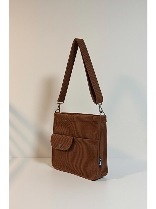 Bagg Move Model Kahverengi Kadife Çanta