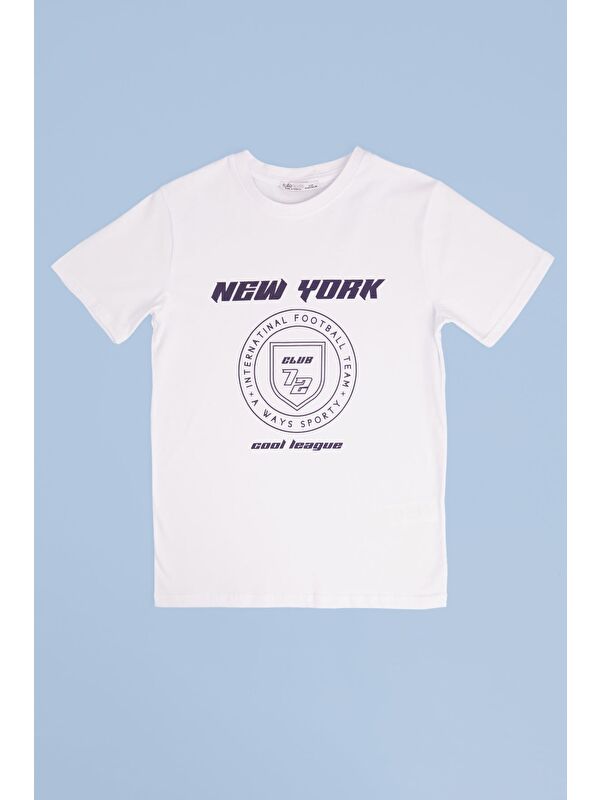 Fullamoda %100 Pamuk New York Yazı Baskılı Erkek Çocuk Tişört
