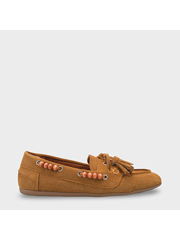Capone Outfitters Erinna Püsküllü Ahşap Aksesuarlı Yumuşak Kadın Loafer Ayakkabı