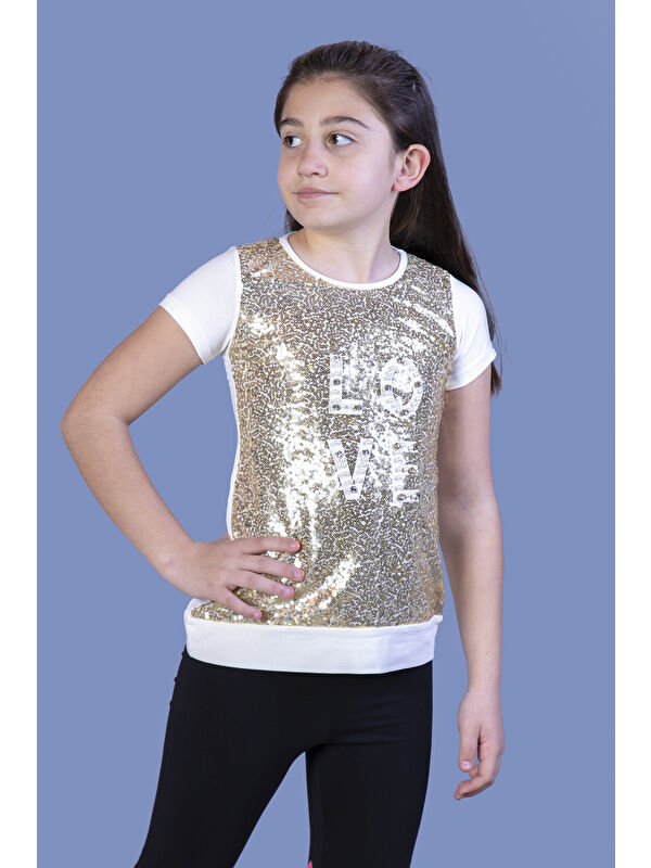 Toontoykids Kız Çocuk Önü Komple Pullu Tişört
