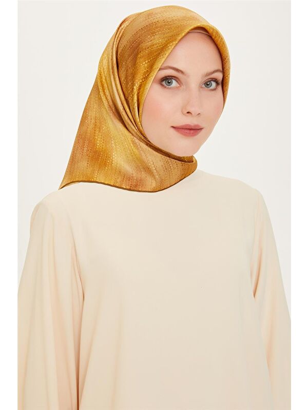 ARMİNE Soyut Desenli Twill Saf İpek Eşarp 9221D 33