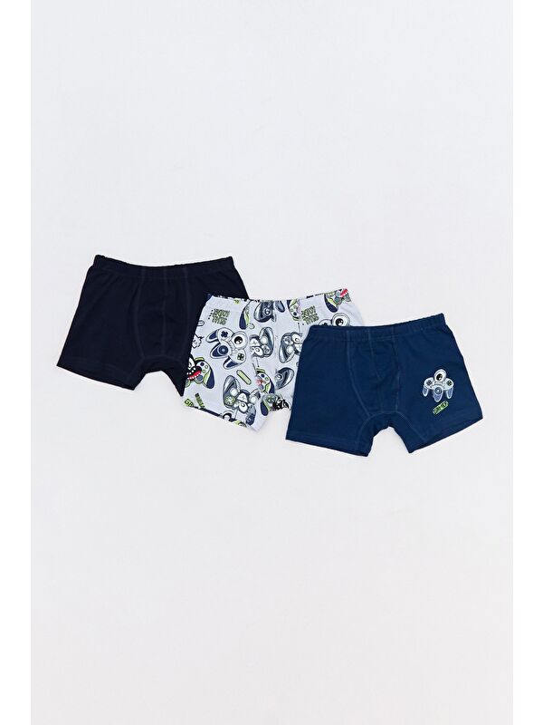 Fullamoda Dinozor Baskılı Erkek Çocuk 3 Lü Boxer