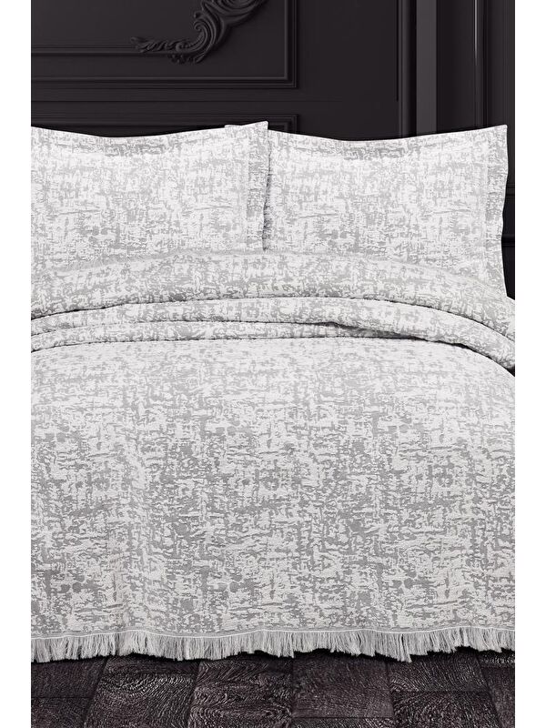 Çeyiz Diyarı Puffy Pamuk Çift Kişilik Battaniye Takımı 220x240 Gri
