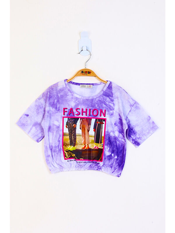 Toontoykids Kız Çocuk Batik Desenli Fashıon Baskılı Crop Tişört