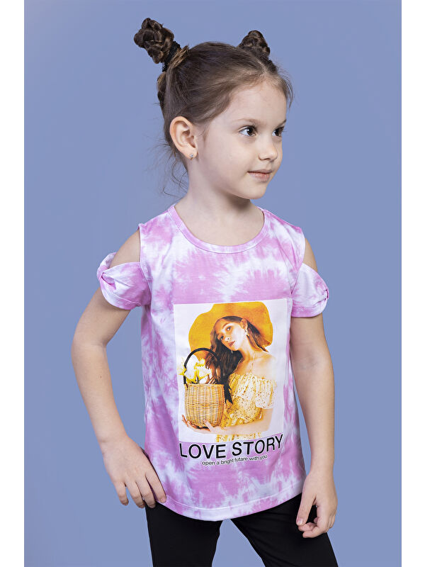 Toontoykids Kız Çocuk Komple Desenli Dijital Baskılı Tişört