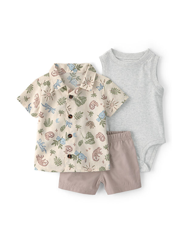 Carter's Erkek Bebek Gömlek Şort Set 3 Ay-24 Ay Çok Renkli