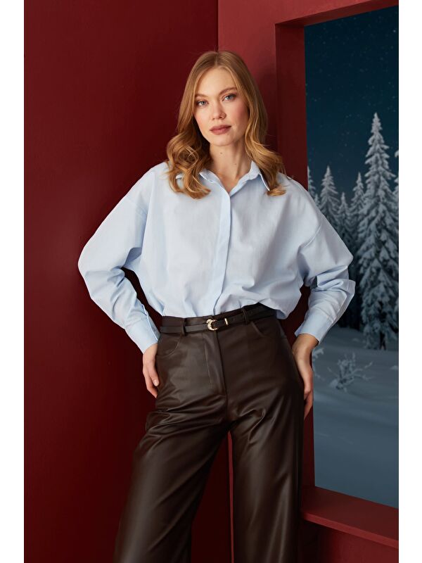 Fullamoda Basic Yırtmaçlı Oversize Gömlek