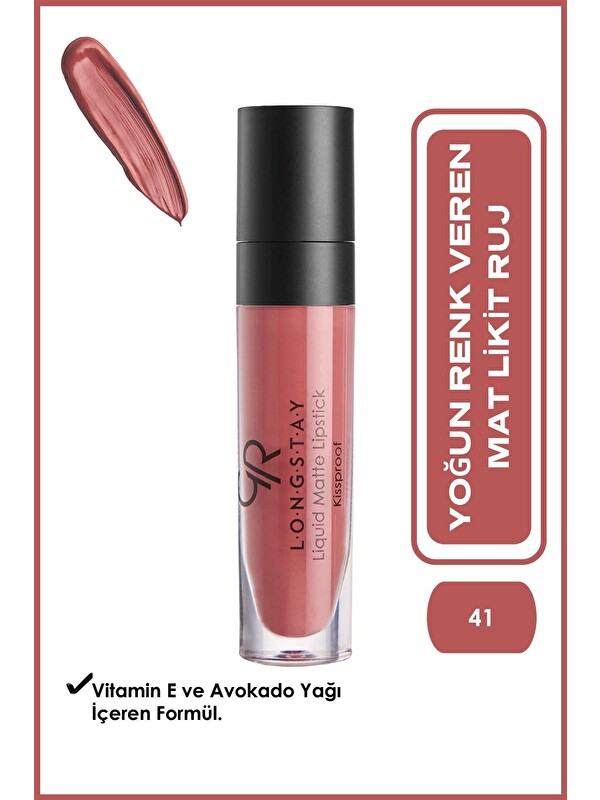 GOLDEN ROSE Longstay Liquid Matte Lipstick No: 41 - Likit Mat Ruj
