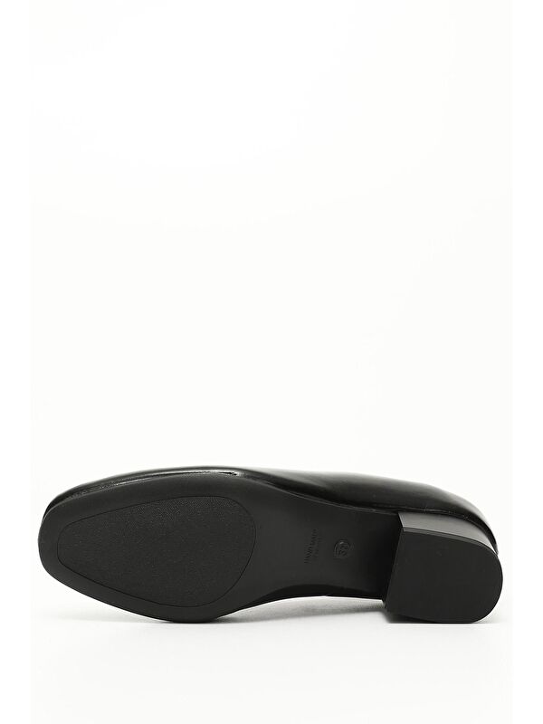 KOYU SİYAH Hakiki Deri Küt Burun Kısa Kalın Topuklu Kadın Ayakkabı 13312 - Görsel 5