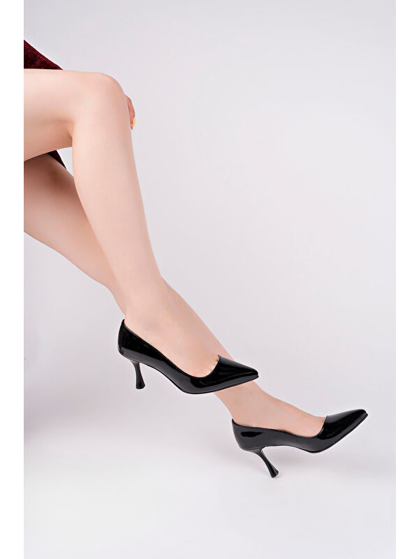 Pasyone Siyah Pasyone Rugan Kadın Topuklu Stiletto Günlük Ayakkabı