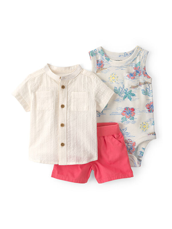 Carter's Erkek Bebek Gömlek Şort Set 3 Ay-24 Ay Çok Renkli