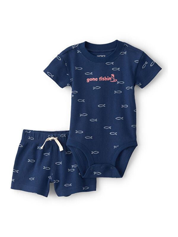 Carter's Erkek Bebek Body Şort Set 3 Ay-24 Ay Mavi