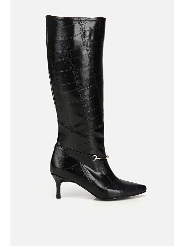 Yaya By Hotiç Siyah Yaya By Hotiç Yaya By Kadın İnce Kemerli Tokalı Topuklu Çizme