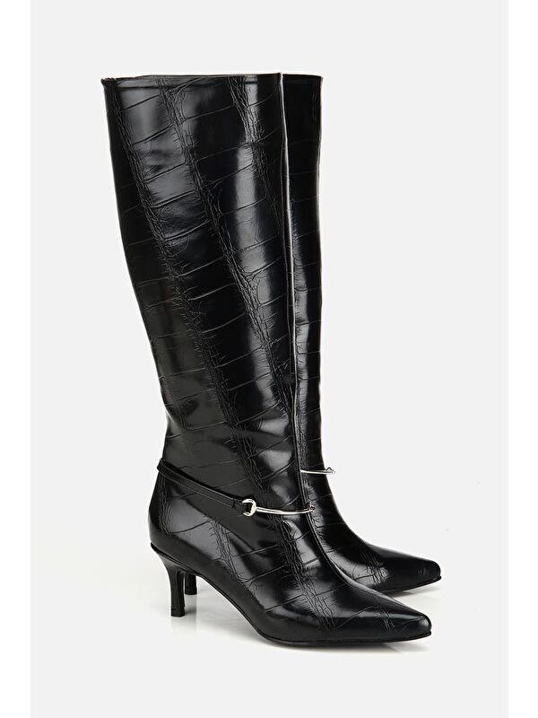 Yaya By Hotiç Siyah Yaya By Hotiç Yaya By Kadın İnce Kemerli Tokalı Topuklu Çizme