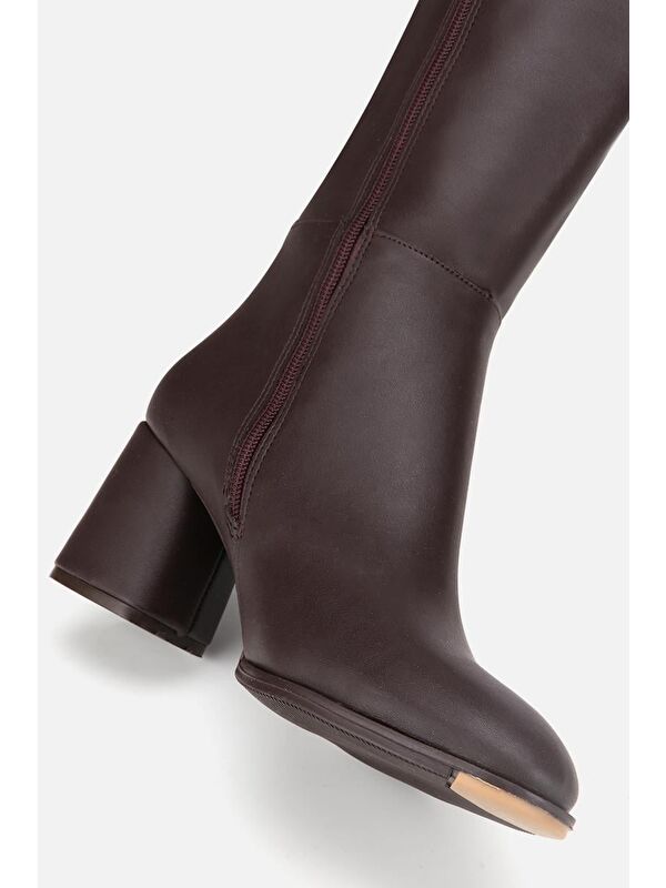 Yaya By Hotiç Kahverengi Yaya By Hotiç Yaya By Kadın Dikiş Detaylı Topuklu Çizme