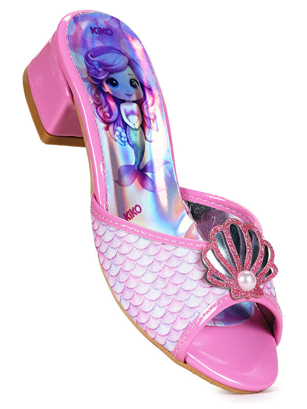 Kiko Kids Coral Deniz Kızı Topuklu Kız Çocuk Simli Abiye Terlik