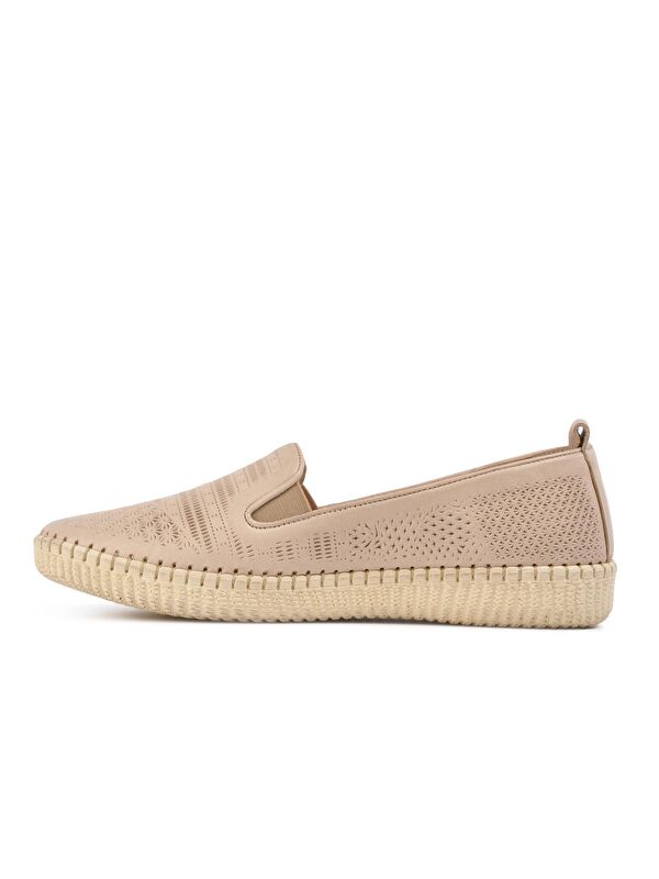 Bej Kadın Hakiki Deri Loafer Ayakkabı 7232 - Görsel 4