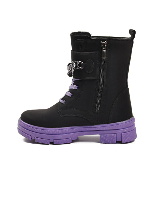 Ayakmod Siyah Ayakmod İçi Polarli Kaymaz Taban Kız Çocuk Bot G-1001 F Zncr