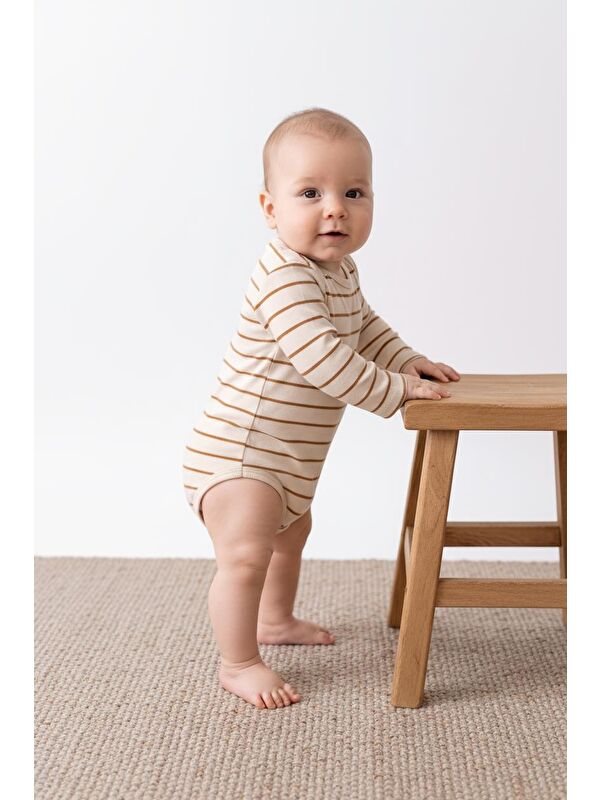Miababy Çizgili Süprem Çıtçıtlı Uzun Kol Body