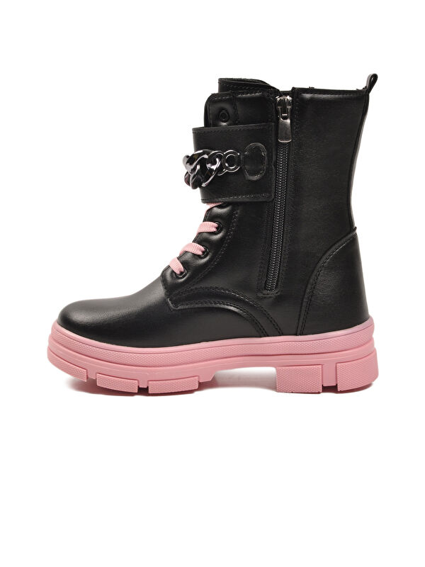 Ayakmod Siyah Ayakmod İçi Polarli Kaymaz Taban Kız Çocuk Bot G-1001 F Zncr