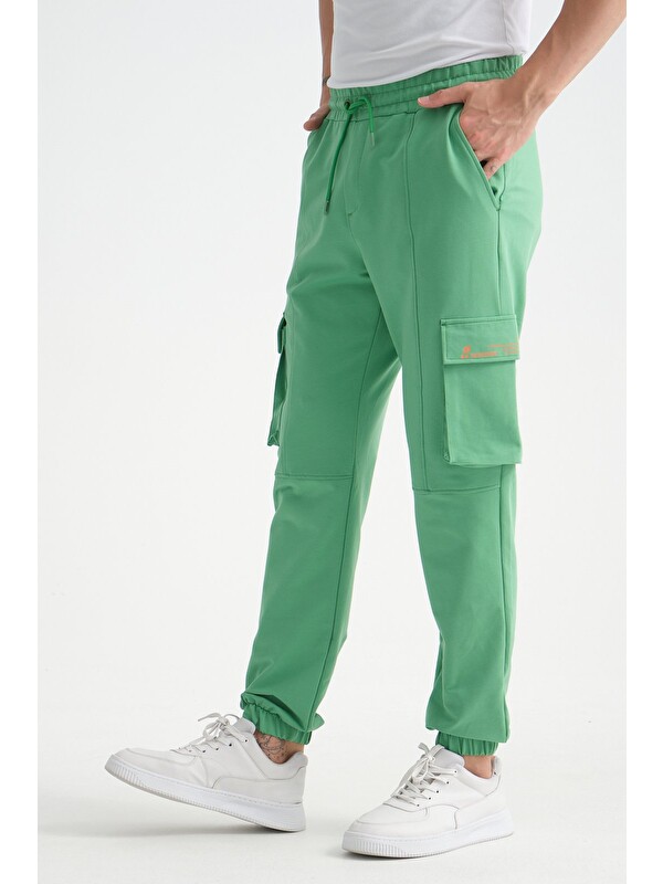 Shooter Sportswear Yeşil Erkek Kargo Cepli Jogger Alt Beli Lastikli